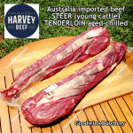 Beef Tenderloin aged chilled Australia STEER young-cattle whole cut brand MIDFIELD +/- 2.5 kg/pc price/kg (eye fillet mignon daging sapi has dalam) PREORDER 2-3 days notice